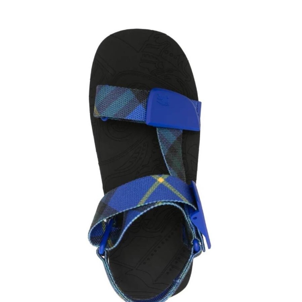 Burberry Blue and Black Plaid Strap Sandals